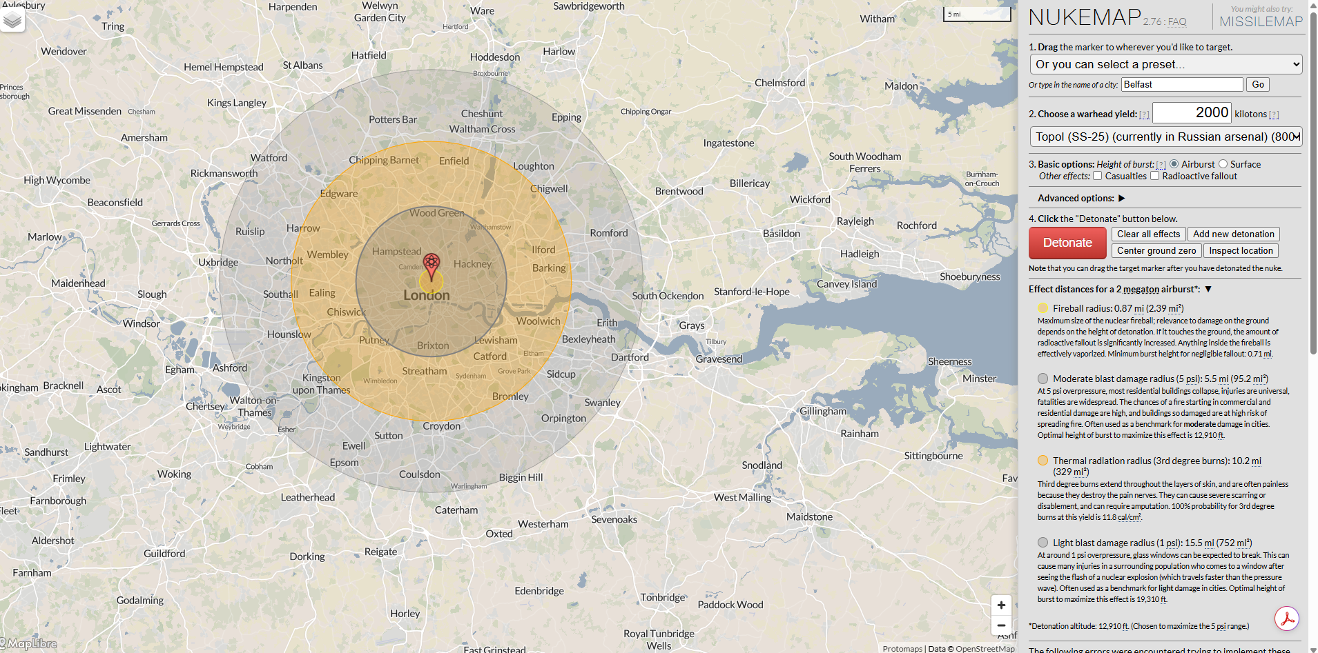NUKEMAP tool